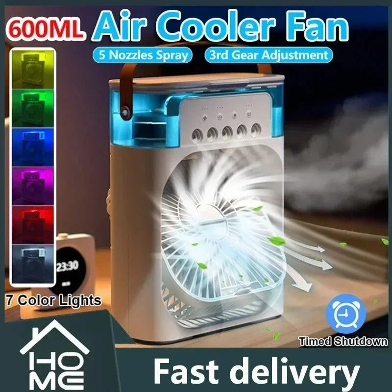 3-in-1 Portable Air Cooler – Fan, Humidifier & LED Night Light, 3 Colours