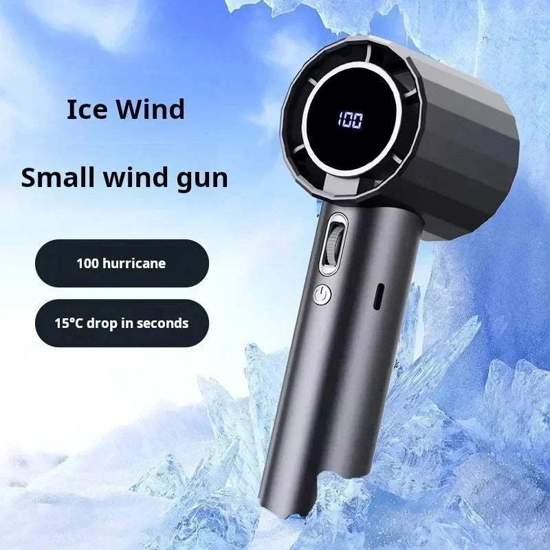 Ice Wind Turbine Handheld Fan – 100 Speed Digital Display