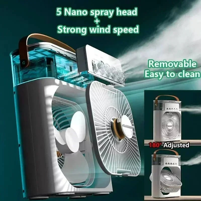 3-in-1 Portable Air Cooler – Fan, Humidifier & LED Night Light, 3 Colours