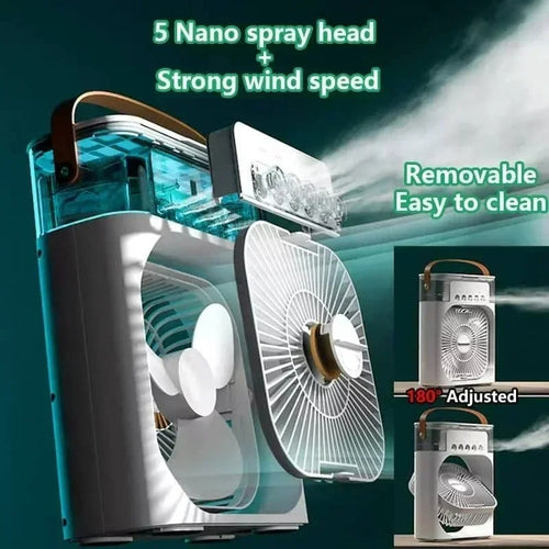 3-in-1 Portable Air Cooler – Fan, Humidifier & LED Night Light, 3 Colours