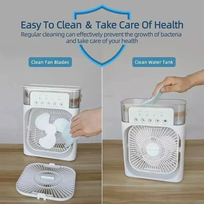 3-in-1 Portable Air Cooler – Fan, Humidifier & LED Night Light, 3 Colours