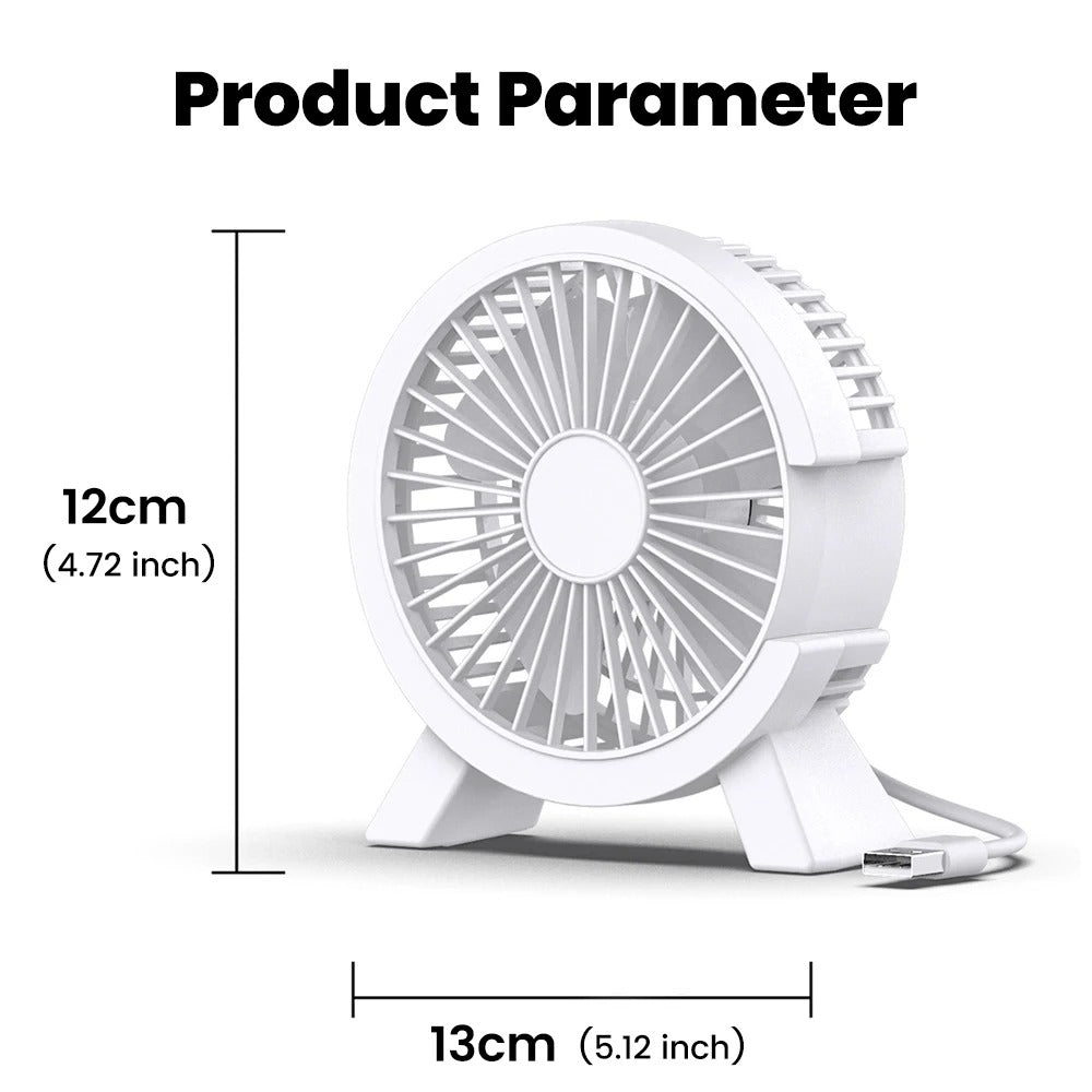 USB Desktop Fan – Low Noise, 30-Blade, 3 Colours, 12cm Compact Design
