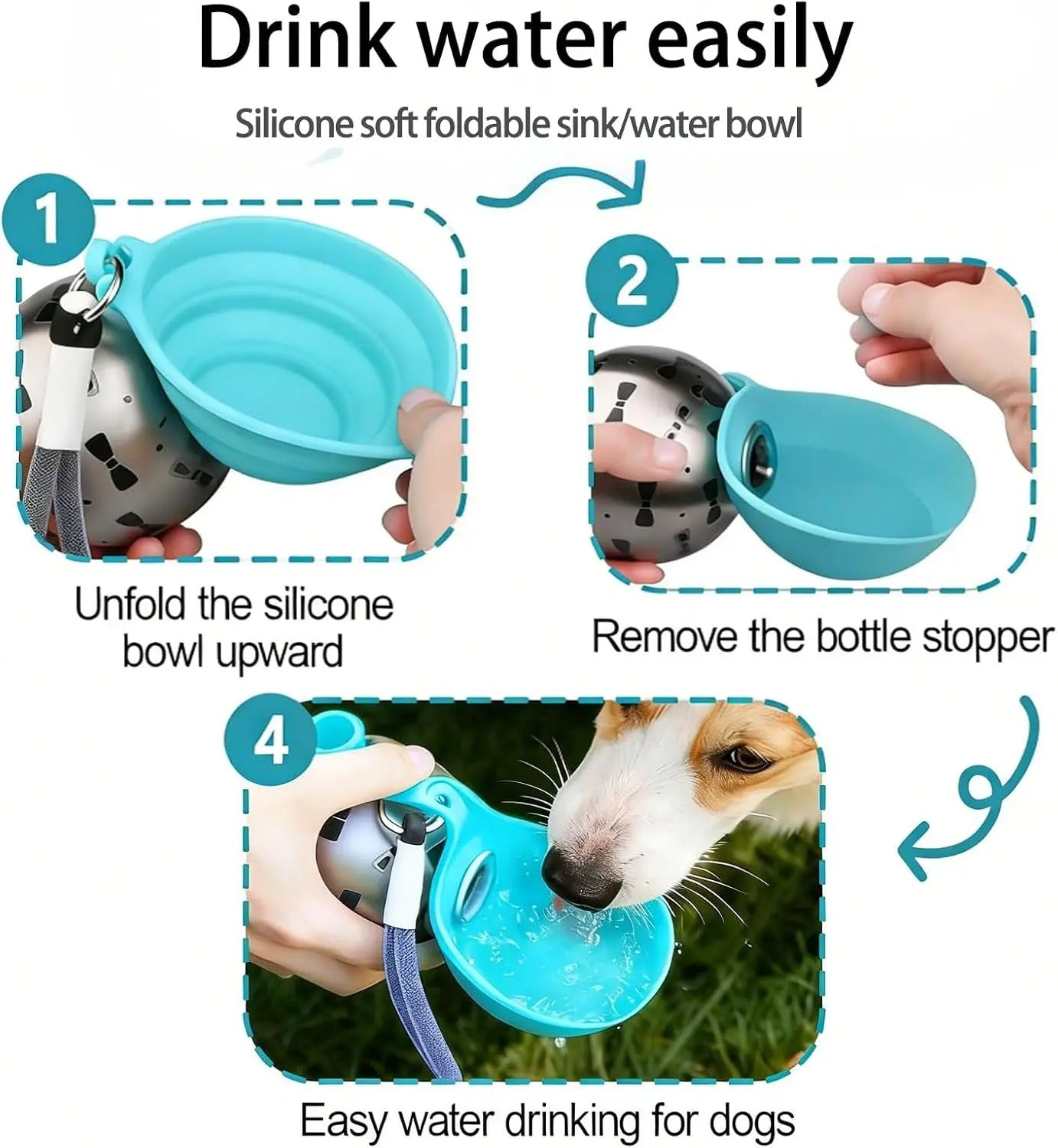 Two-in-One Portable Dog Drinking Cup – Foldable Water Bottle, 304 Stainless Steel, 2 Colours