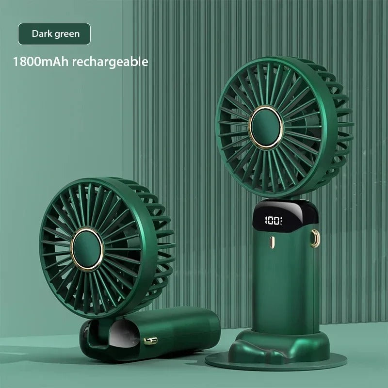 Portable Handheld Mini Fan – Foldable, 5 Speeds, 1800mAh USB Rechargeable, 5 Colours