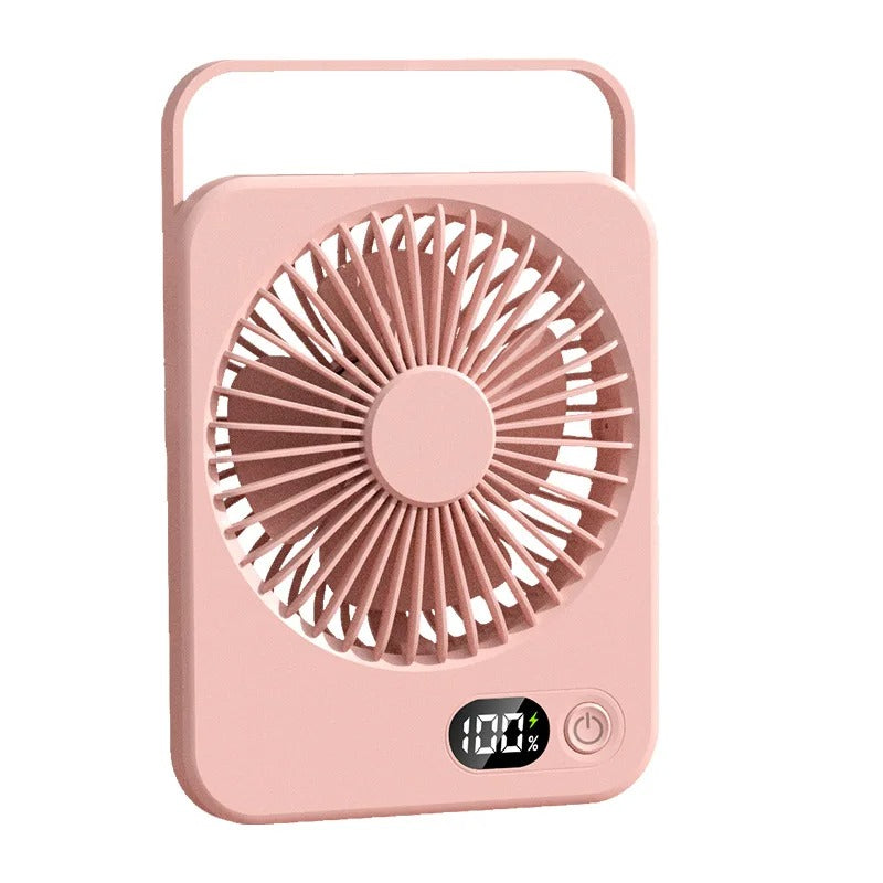 Portable Desk Fan – USB Rechargeable, 180° Tilt, 5 Speeds with Power Display
