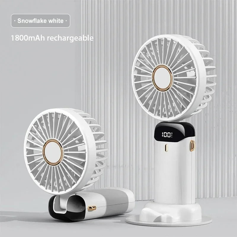 Portable Handheld Mini Fan – Foldable, 5 Speeds, 1800mAh USB Rechargeable, 5 Colours