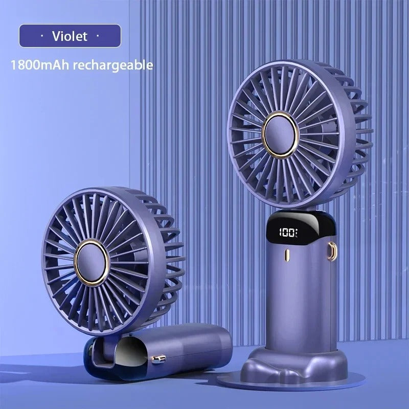 Portable Handheld Mini Fan – Foldable, 5 Speeds, 1800mAh USB Rechargeable, 5 Colours