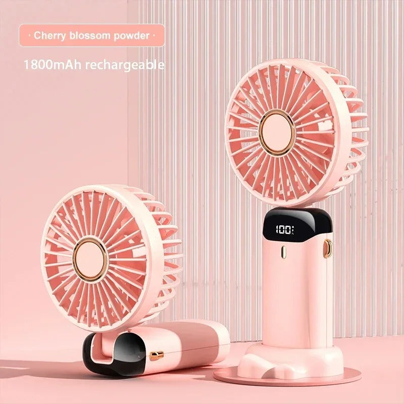 Portable Handheld Mini Fan – Foldable, 5 Speeds, 1800mAh USB Rechargeable, 5 Colours